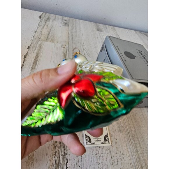 Polonaise double doves bird glass ornament poinsettia Xmas tree Kurt Adler - Picture 9 of 9